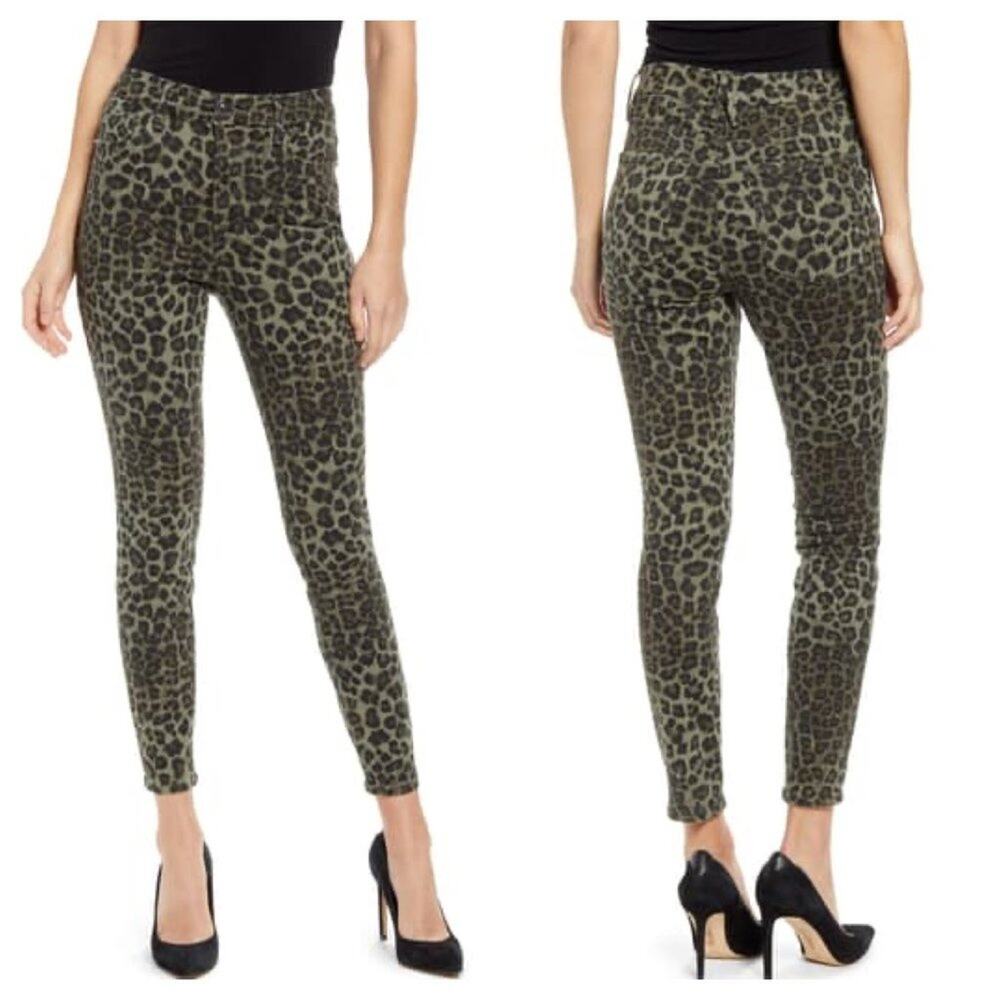 Good American Good Legs Sage Leopard Skinny Jeans